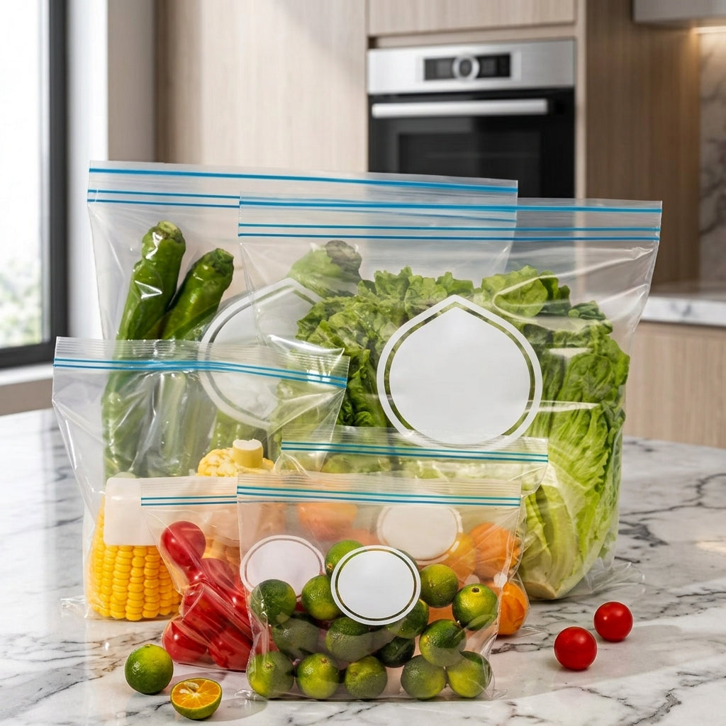 Food Grade Resealable Bags Fridge Food Storage Pouches