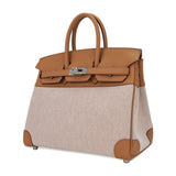 Load image into Gallery viewer, Biscuit Swift Leather &amp; Ecru Toile H with Palladium Hardware