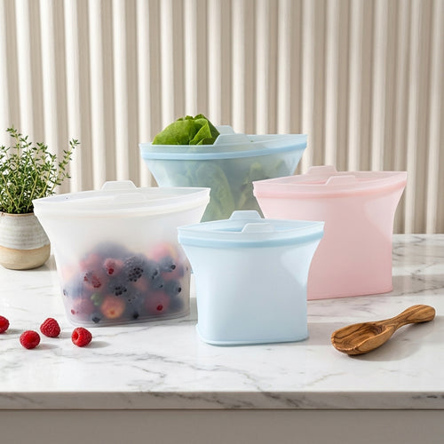 Food Grade Reusable Silicone Bags Freezer & Boil Safe Portion Bags