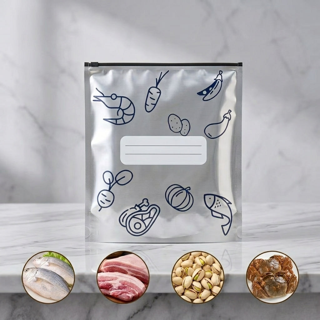Aluminum Foil Slider Zip Bags Freezer Safe Food Grade Storage Bags