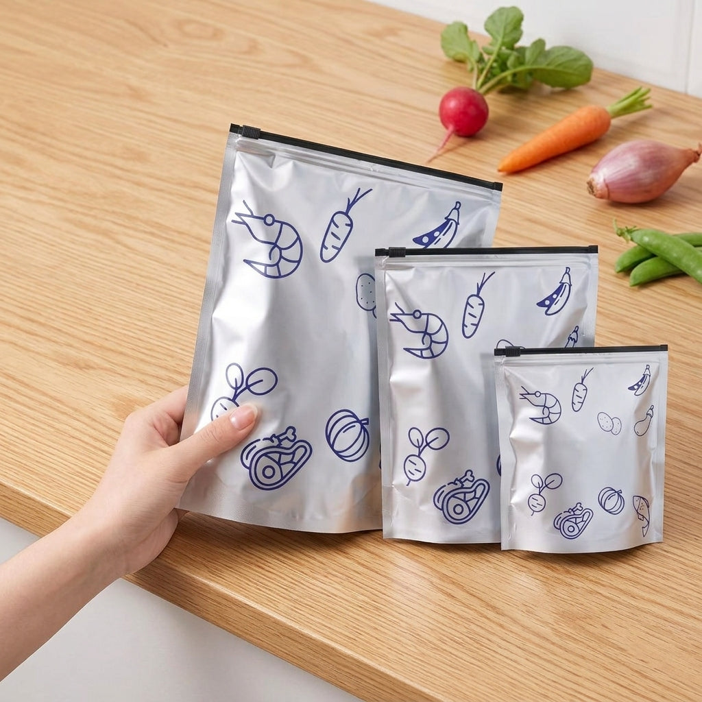 Aluminum Foil Slider Zip Bags Freezer Safe Food Grade Storage Bags